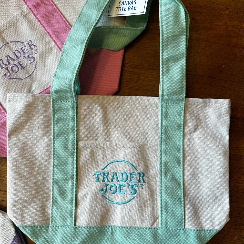 Trader Joe's LIMITED EDITION Mini Pastel GREEN Canvas Tote Bag 2025